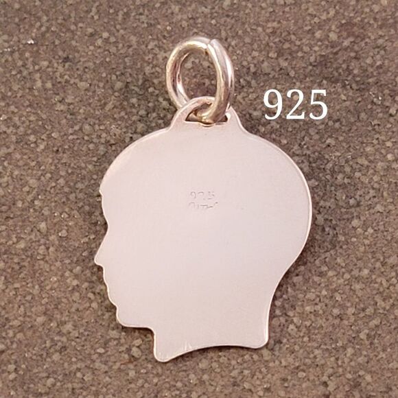 Vintage Sterling Silver Boy Head Engravable Charm - Picture 4 of 4